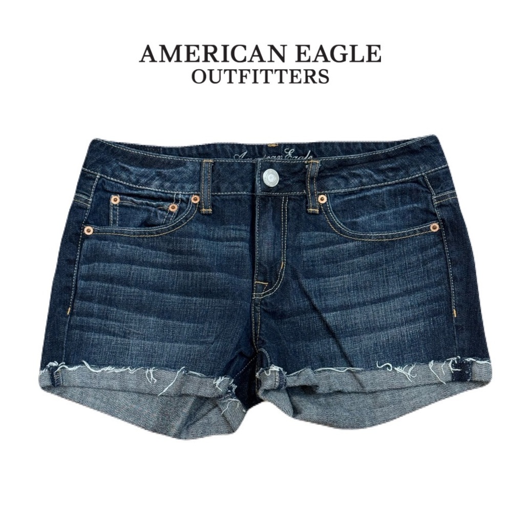 American Eagle Outfitters Women's Dark Blue Denim Shorts Size 4